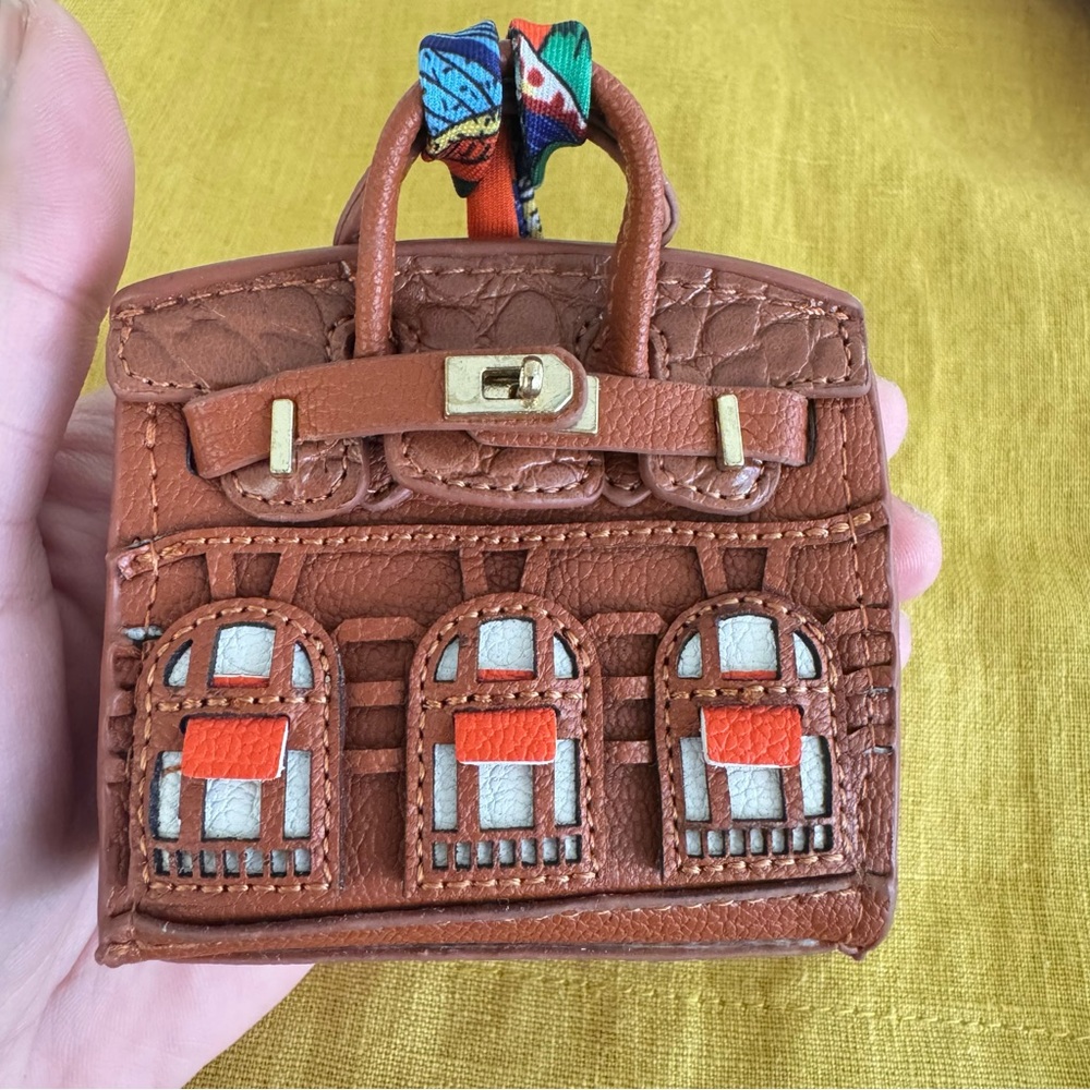 Brown Leather Handbag for labubu